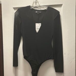 Zara Black Long Sleeve Bodysuit